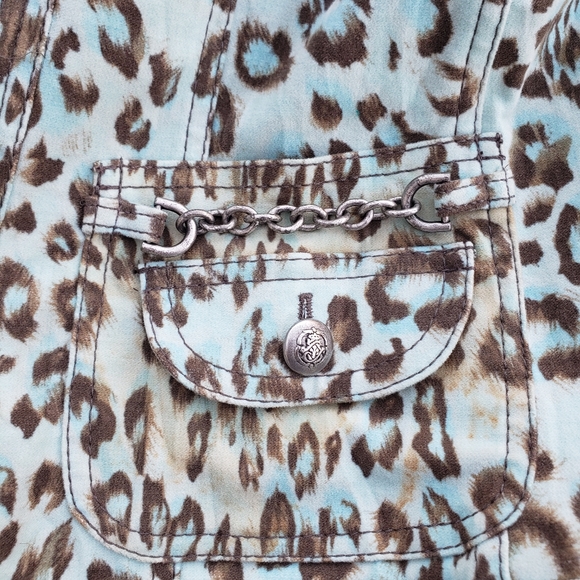 Laurèl by Escada Vintage 90s/00 Velvet/Brushed Blue Leopard Print Jacket Size 42 - Picture 13 of 15